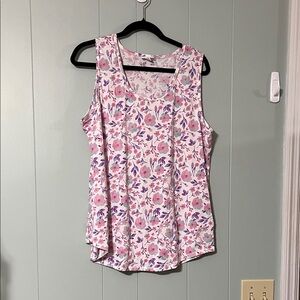 LuLaRoe Floral Tank Top - Pink and Purple